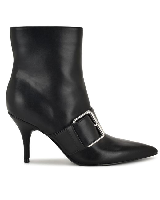 Nine West Black Colin Buckle Strap High Ankle Booties
