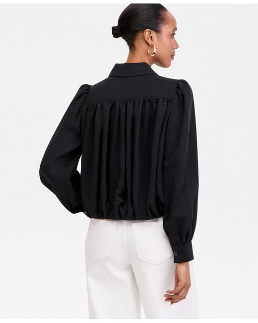 INC International Concepts Black Cropped Bubble Jacket
