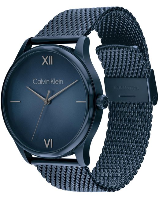 Calvin Klein Blue Ascend Stainless Steel Mesh Bracelet Watch 43mm for men