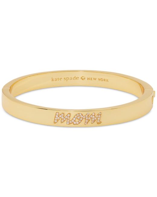 Kate Spade Metallic Gold-tone Pave Mom Script Bangle Bracelet