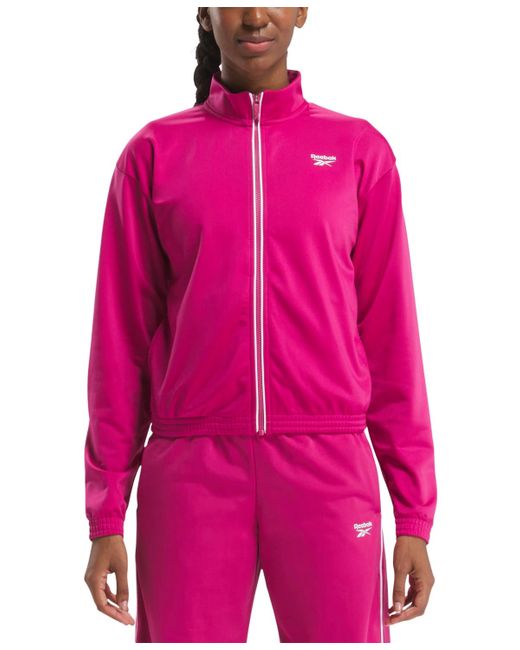 Reebok Pink Logo Tricot Long-sleeve Track Jacket