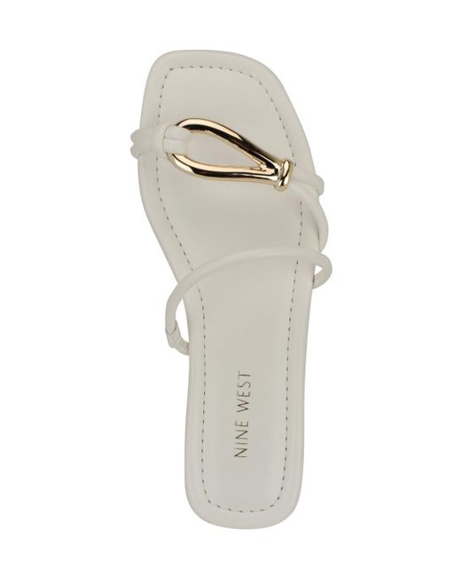 Nine West White Tigra Strappy Flat Sandals