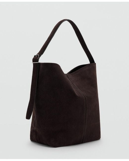 Mango Black Suede Shopper Bag