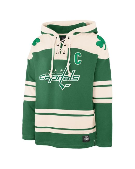 '47 Green Alexander Ovechkin Washington Capitals St. Patrick's Day Player Name Number Lacer Pullover Hoodie for men