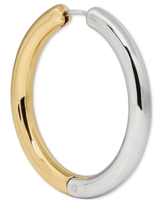 Kate Spade Metallic Gold-tone Interlock Tortoise Medium Hoop Earrings