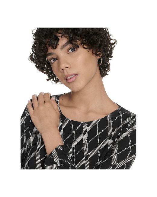 Tommy Hilfiger Black Pleat Cuff Lacross Argyl Dress