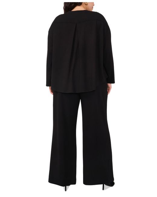 Vince Camuto Black Plus Size Drop Shoulder Boxy Long-sleeve Top