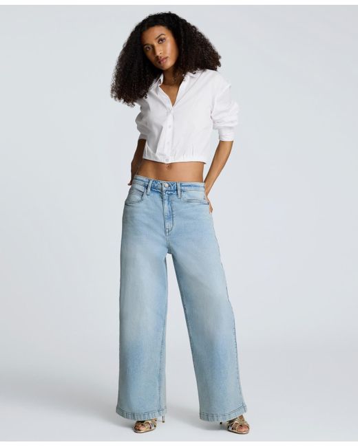 Kenneth Cole Blue Slouchy High-rise Wide-leg Jeans
