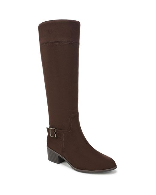 Dr. Scholls Brown Adeline Wide Calf Block Heel Zip Tall Boots