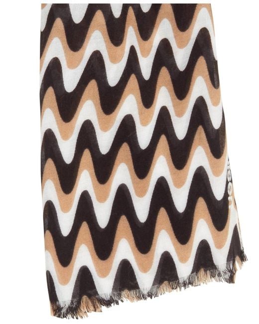 Olsen Black Waved Striped Scarf
