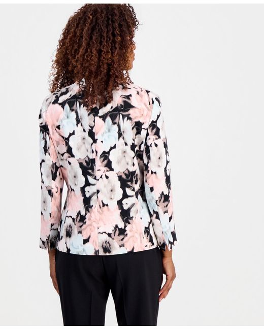 Kasper White Printed Two-button Blazer
