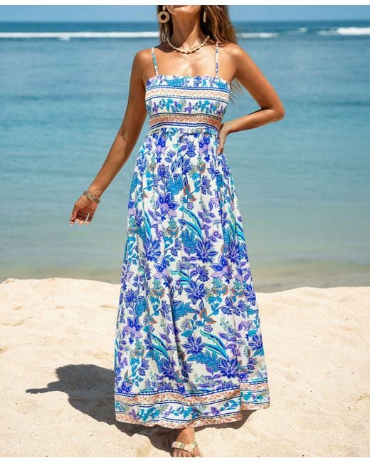 CUPSHE Blue Papaya Punch Floral Maxi Beach Dress