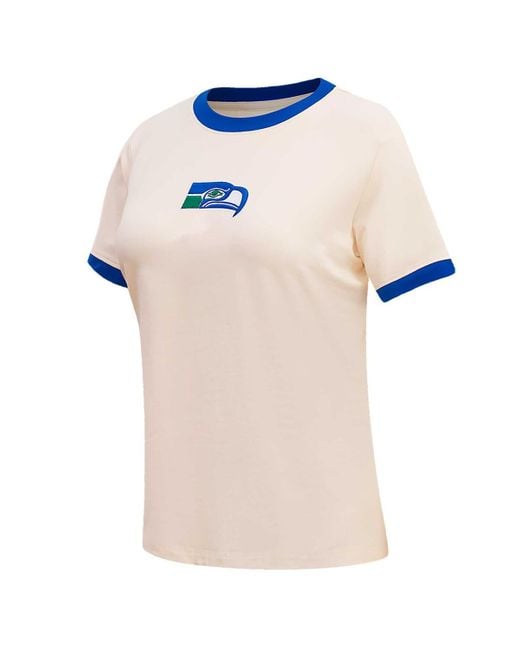 Pro Standard Blue Distressed Seattle Seahawks Retro Classic Ringer T-shirt