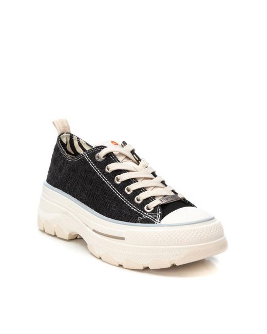 Xti Black Platform Canvas Sneakers Refresh By