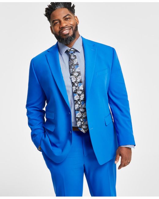 Tayion Collection Blue Classic-fit Solid Suit Separate Jacket for men