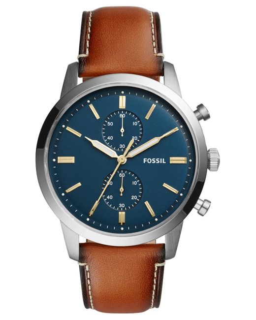 Fossil Chronograph Townsman Light Brown Leather Strap Watch 44mm Fs5279