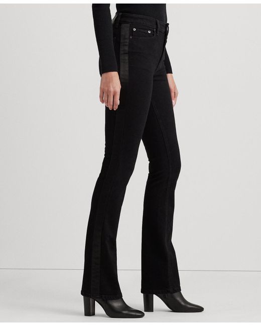 Lauren by Ralph Lauren Satinstripe Highrise Boot Jeans in Black Lyst