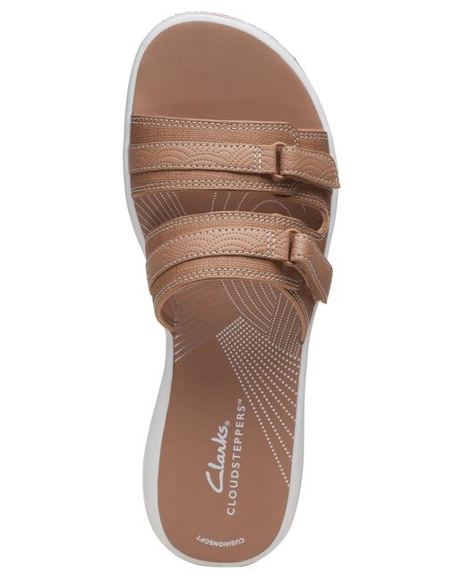 Clarks Brown Cloudsteppers Breeze Piper Comfort Slide Sandals