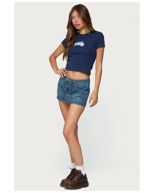 Edikted Blue Bluberry Patch T Shirt