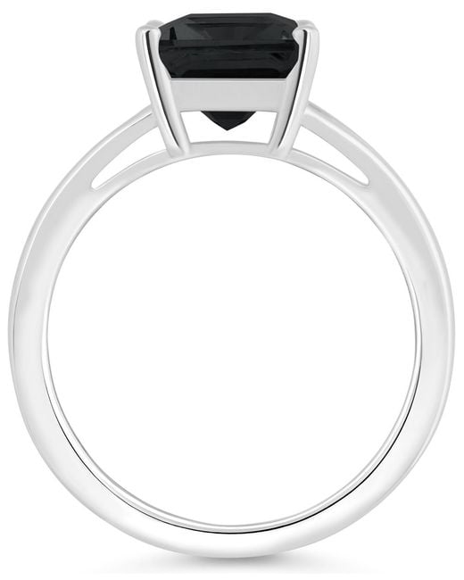 Macy's Black Emerald-cut Split Shank Polished Statement Ring