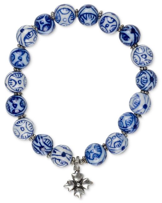 Patricia Nash Blue Ceramic Bead Stretch Bracelet