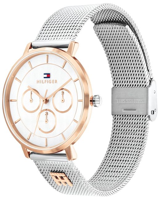 Tommy Hilfiger Metallic Multifunction Two Tone Stainless Steel Mesh Bracelet Watch