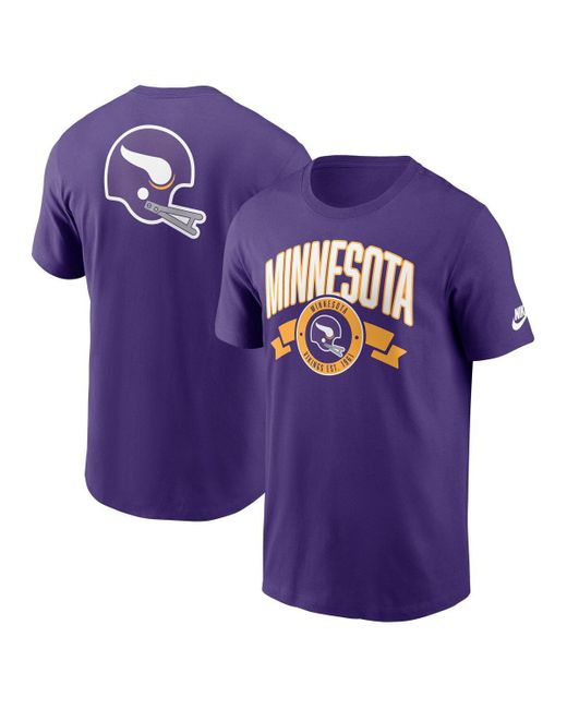 Nike Purple Minnesota Vikings Rewind Front And Back Hit Essential T-shirt for men