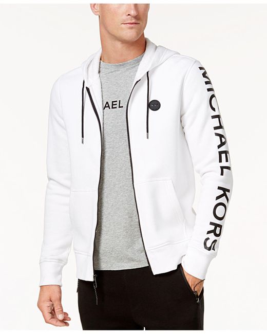 Michael Kors Men's Logo-print Fleece Hoodie in White for Men | Lyst Canada