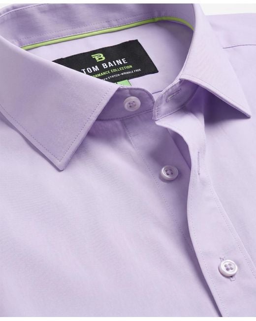 Tom Baine Purple Performance Stretch Solid Button Down Shirt for men