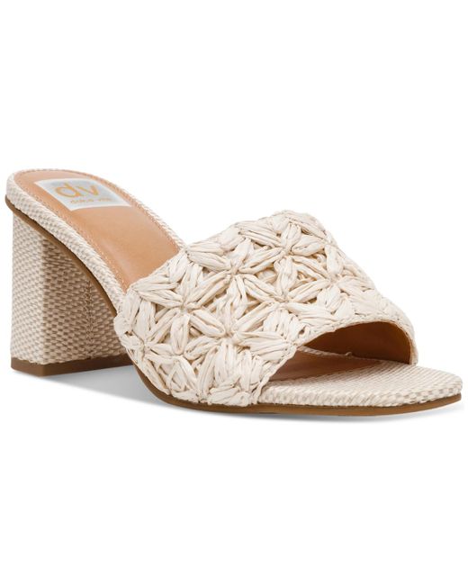 Dolce Vita White Honey Raffia Block-heel Dress Sandals