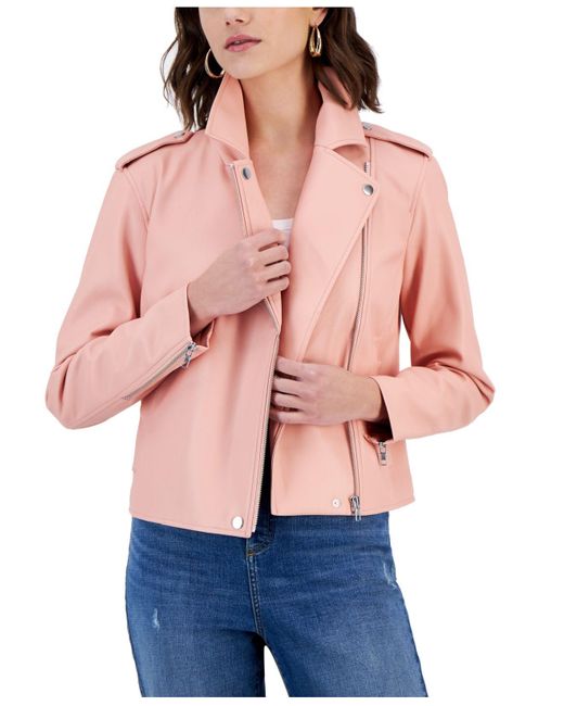 INC International Concepts Pink Faux-leather Jacket, Created For Macy's