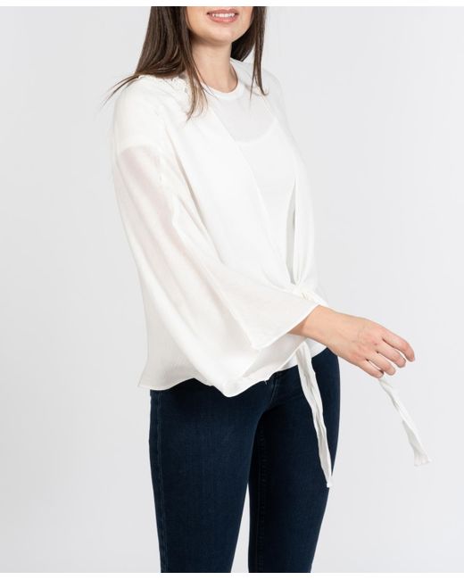 BCBGeneration White Cropped Tie-front Topper