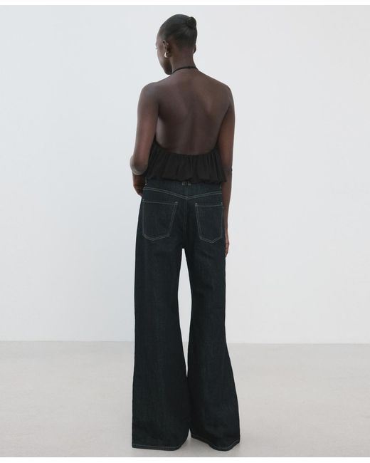 Mango Black Balloon-effect Halter Bodysuit
