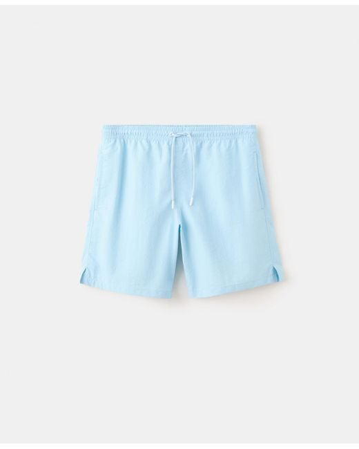 Mango Blue Basic Drawstring Swimsuit for men