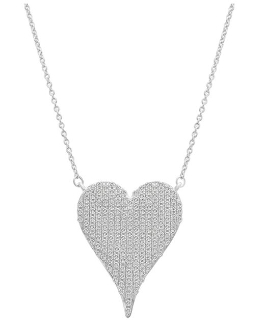 Macy's White Diamond Pave Heart Pendant Necklace (1/2 Ct. T.w.
