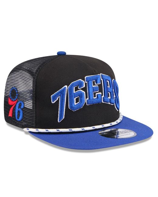 KTZ Blue Black/royal Philadelphia 76ers Throwback Team Arch Golfer Snapback Hat for men