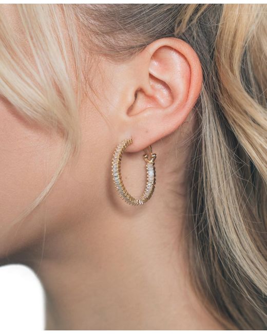 Sterling Forever White Mischa Cubic Zirconia Statement Hoop Earrings
