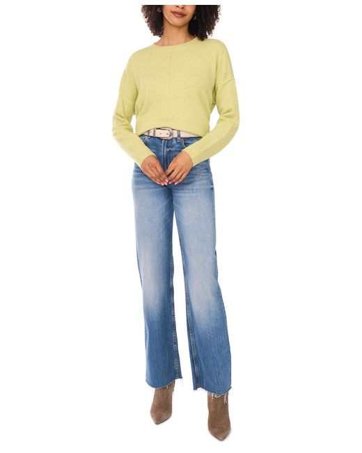 Vince Camuto Blue Cozy Crewneck Long-sleeve Extend-shoulder Sweater