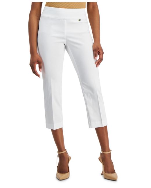 INC International Concepts White Petite Mid-rise Straight-leg Capri Pants