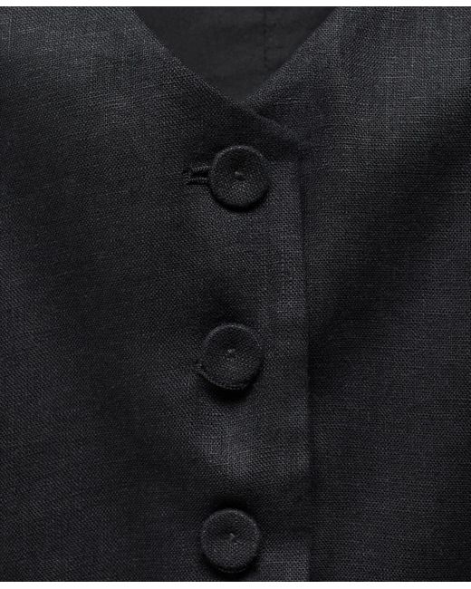 Mango Black Linen Suit Vest