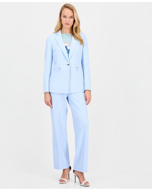 Anne Klein Blue Notch-collar One-button Jacket