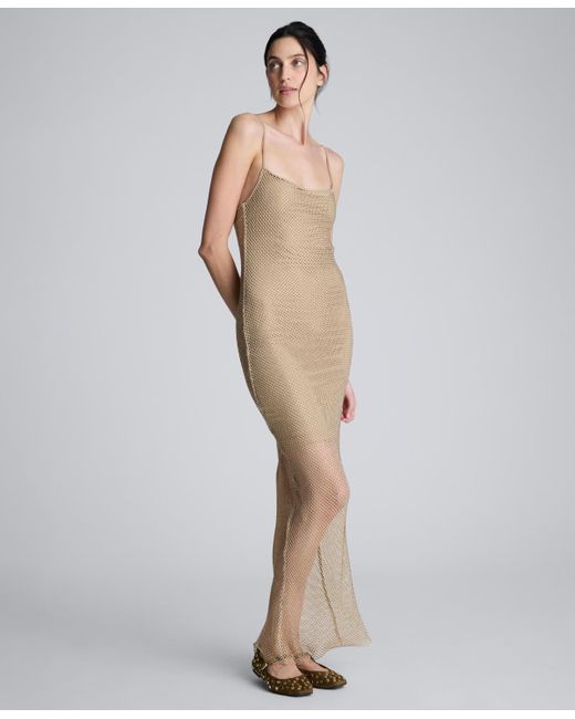 Kenneth Cole White Crystal Netting Sleeveless Maxi Dress