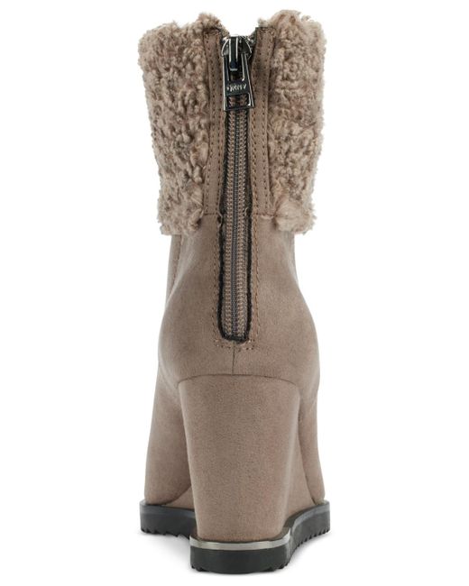 DKNY Powell Wedge Booties in Brown Lyst