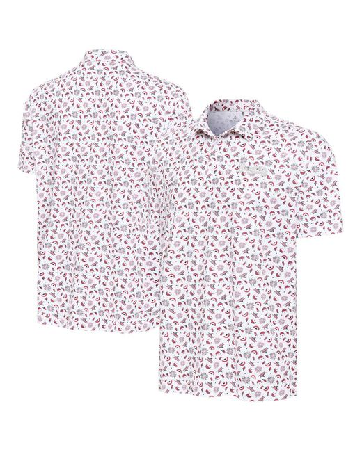Antigua White Atlanta Braves Independence Day Polo Shirt for men