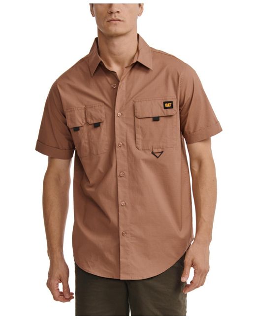 Caterpillar Brown Utility Short Sleeve Shirt for men