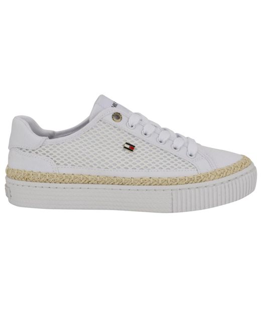 Tommy Hilfiger White Chirley Mesh Espadrille Platform Sneakers