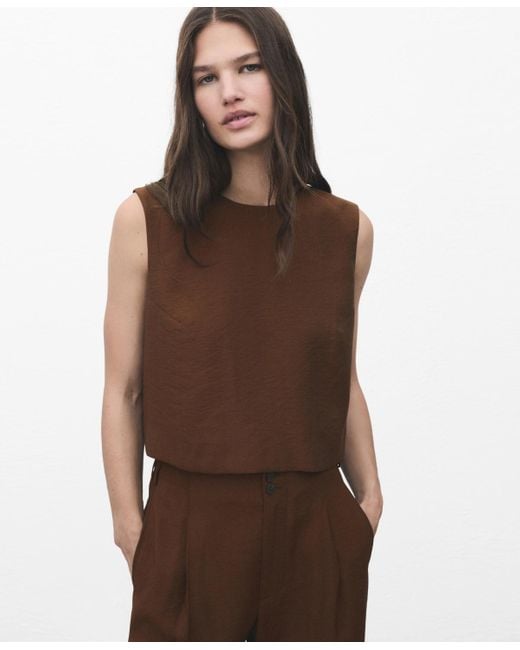 Mango Brown Buttoned Crop Top