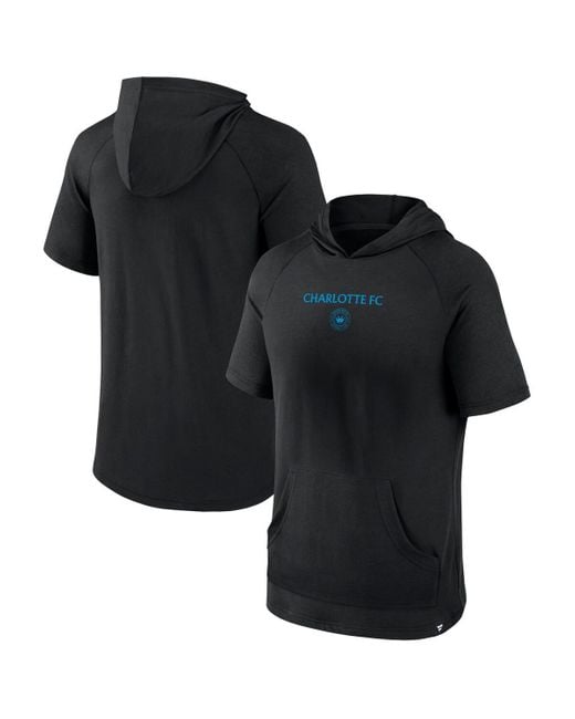 Fanatics Black Charlotte Fc Match Raglan Short Sleeve Pullover Hoodie for men