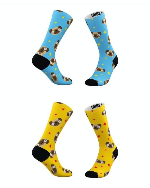 TRIBE SOCKS Yellow And Pugmoji Socks