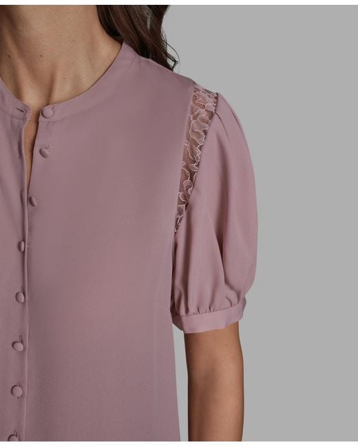 BCBGMAXAZRIA Purple Button Front Top